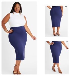 Ashley Stewart Scuba Crete Midi Skirt Size 26W